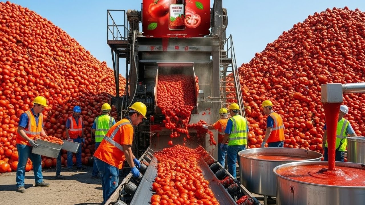 Inside a Modern Tomato Ketchup Factory | How Ketchup Is Made Step by Step