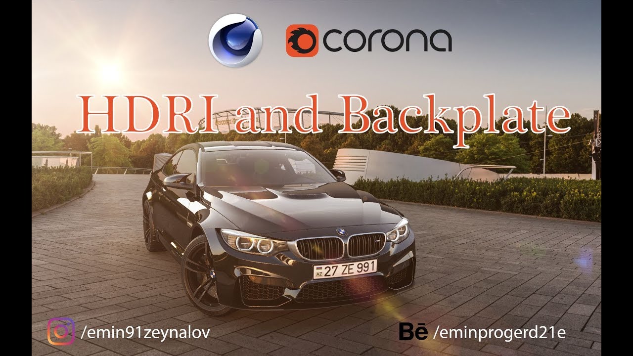 Cinema 4D and Corona Render tutorial.How to use HDRI and Backplate.