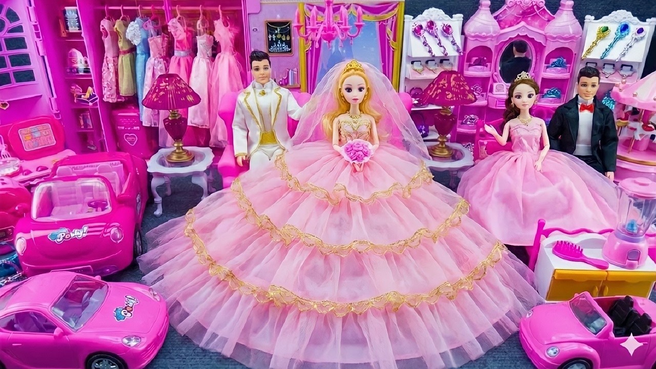 11 Minutes Satisfying Unboxing Barbie Princess Wedding Bedroom Toys, Minnie Make Up Toys Review