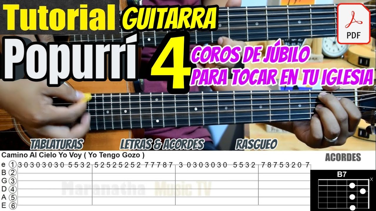 POPURRÍ de 4 COROS de MUCHO JÚBILO para tocar en tu IGLESIA | TUTORIAL GUITARRA | TAB | ACORDES