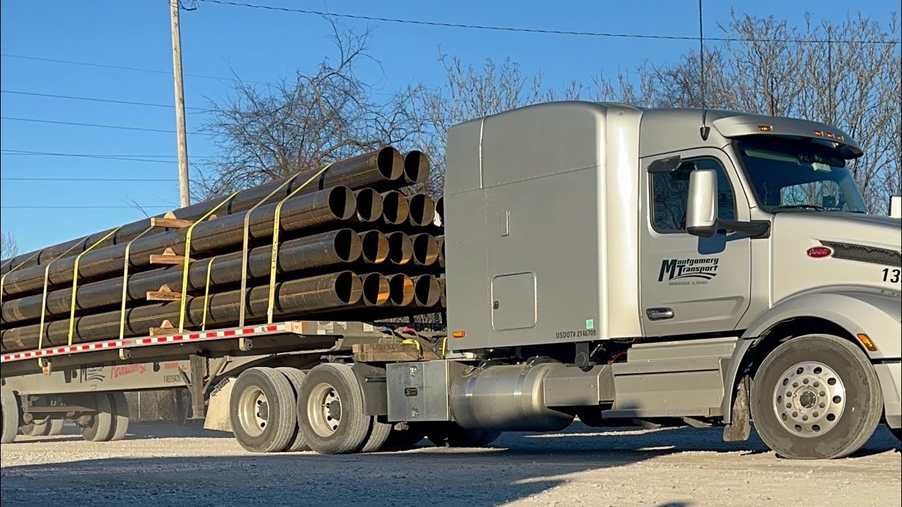 Belly strap securement on a 60 ft flatbed load.