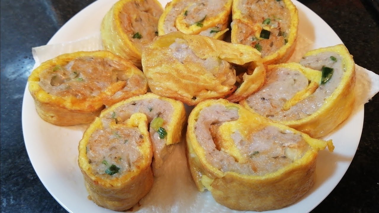 Fish meat egg roll omelet