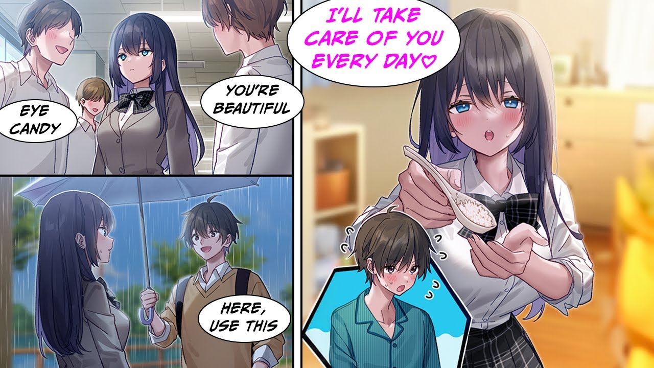 [Manga Dub] I lent her my umbrella and caught a cold... She came over to take care of me... [RomCom]