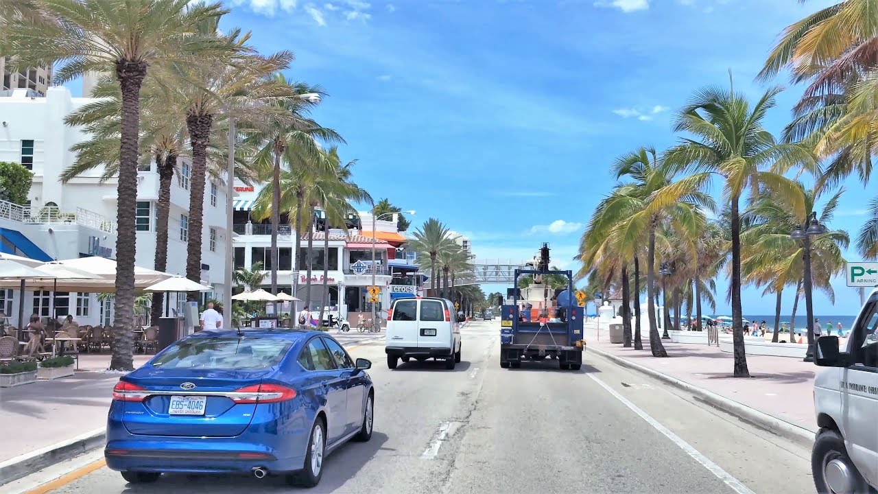 Driving Downtown - Ft Lauderdale Beach 4K - USA