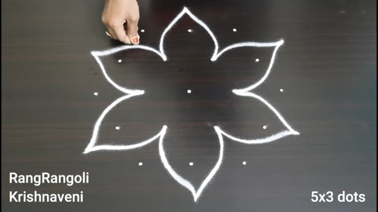 Ganesh Chaturthi Rangoli🌷5x3 dots Vinayagar Chaturthi Kolam🌷Pandaga Muggulu🌷RangRangoli Krishnaveni