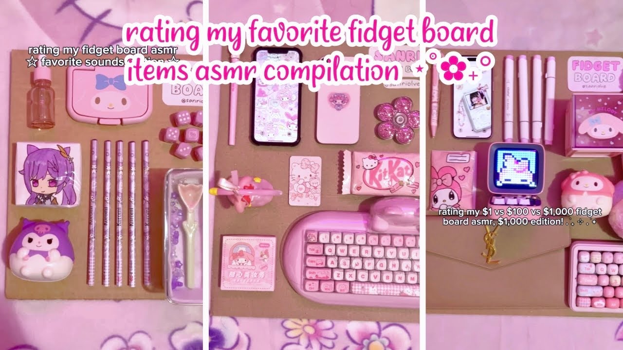 💞rating my favorite fidget board items asmr💞 compilation | sanriolve