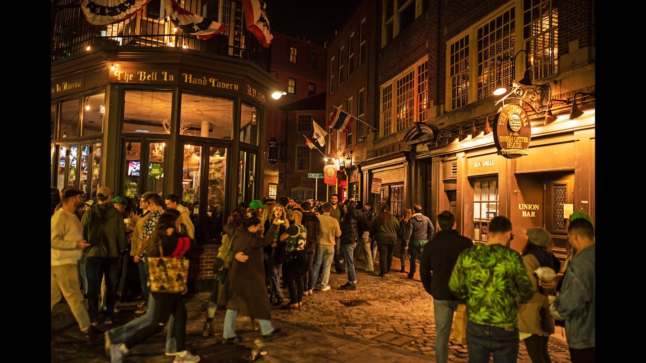 Boston MA Saint Patrick's Day Nightlife 2023. Faneuil Hall, Causeway St, Lansdowne St, Hanover St