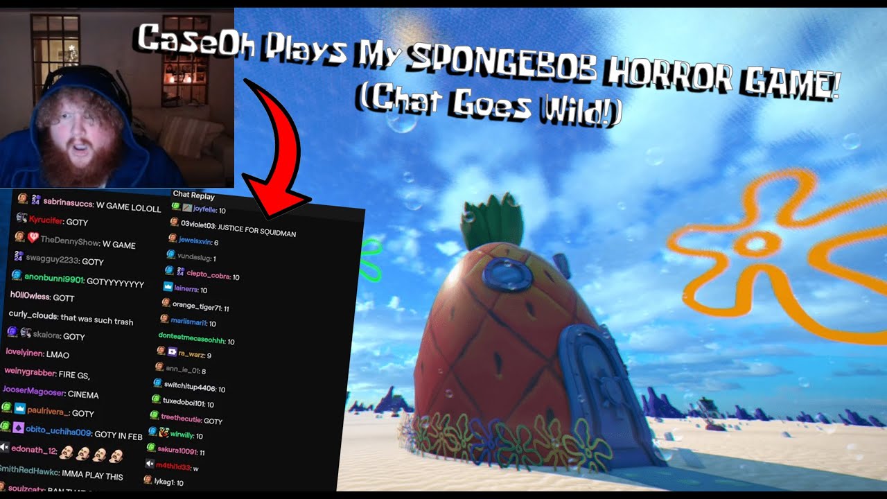CaseOh Plays My SPONGEBOB HORROR GAME! (Chat Goes Wild!)