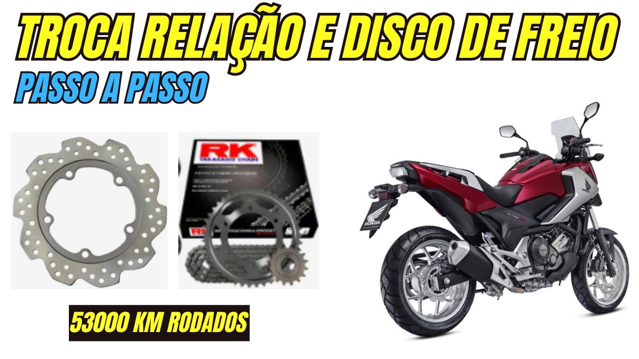 NC750 Troca do Disco de Freio Traseiro e Relação da Marca RK Paralela Em Casa Passo a Passo #nc750
