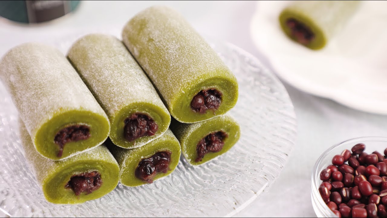 綠茶紅豆軟糕食譜 | Green Tea Matcha Red Bean Soft Roll | Rouleau aux matcha et haricots rouges