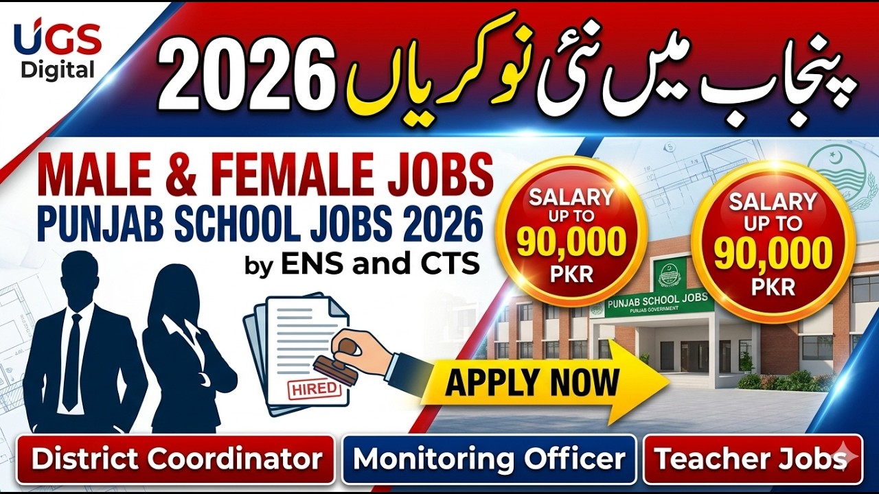 Punjab School Jobs 2026 | ENS CTS Jobs 2026 | District Coordinator, Monitoring Officer&Teacher Jobs