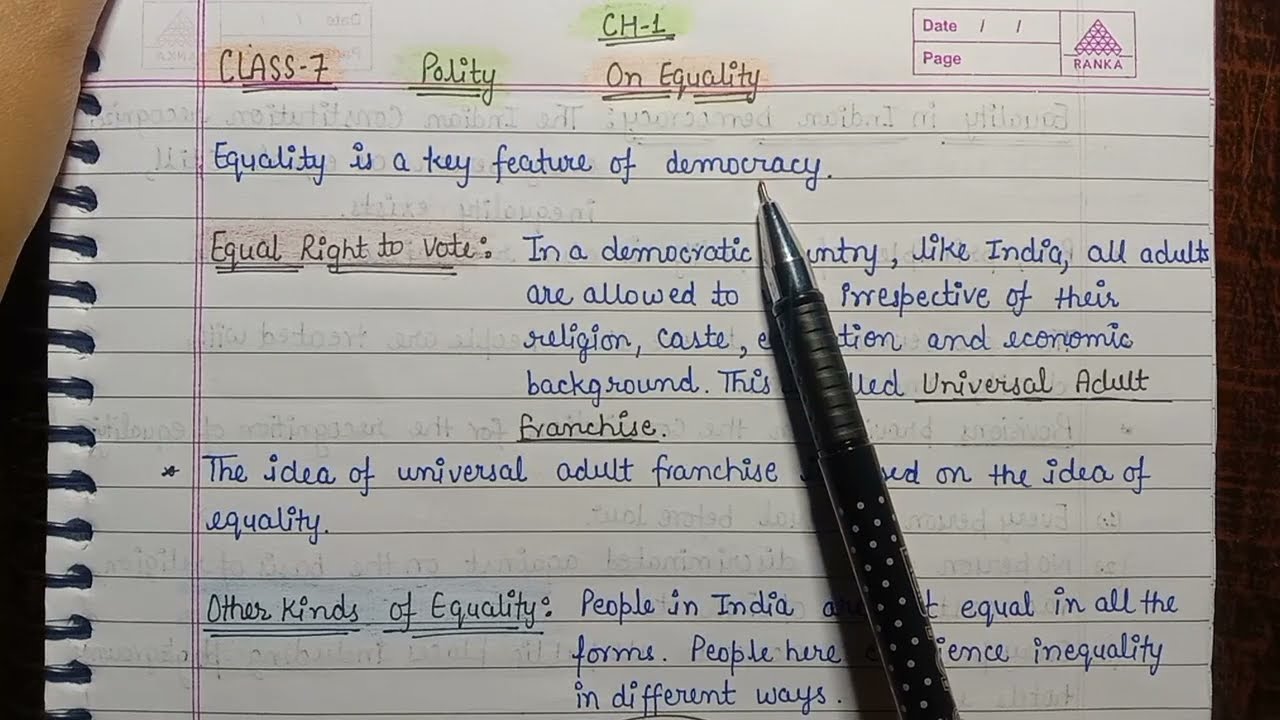 On Equality // Summary notes // Class7 // NCERT // Polity // Chapter1 // An aspirant!!