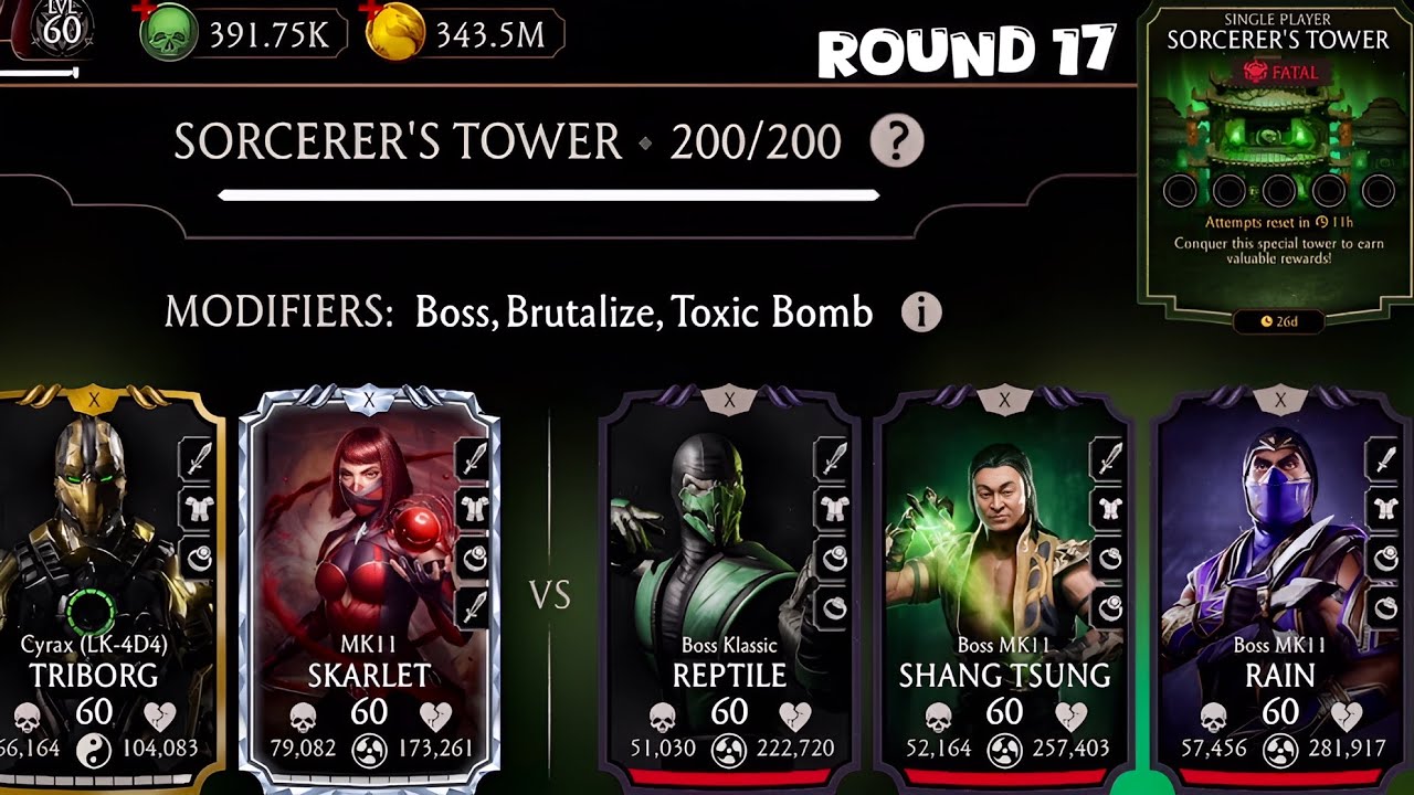 Fatal Sorcerers Tower Match 200 & 180 Fight + Rewards MK Mobile | Wizard Tower Fusion X Equipment