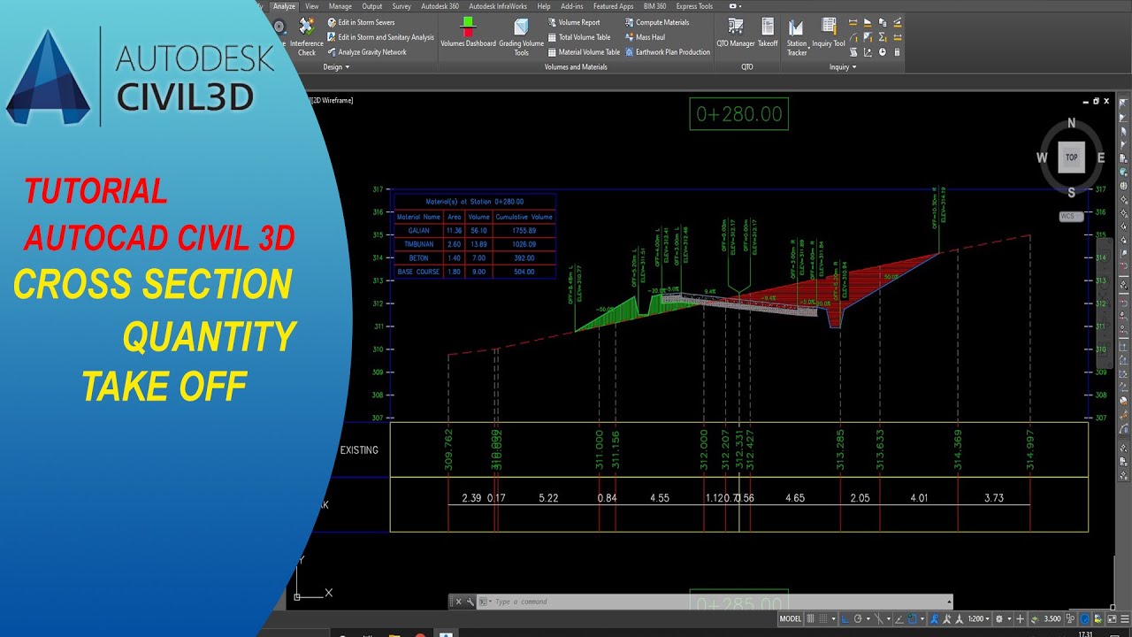 Autocad Civil 3D Menghitung Volume Cut & Fill Serta Material Dari Cross Section View