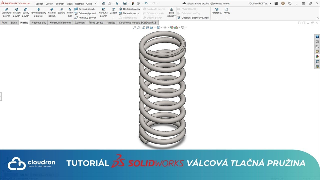 08 Tutoriál SOLIDWORKS: Válcová tlačná pružina – cz/sk