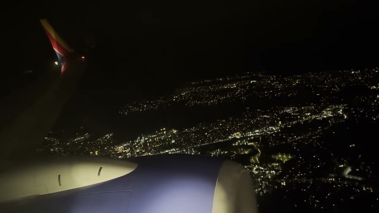 Nighttime Southwest Boeing 737-700 Landing at Boston-Logan