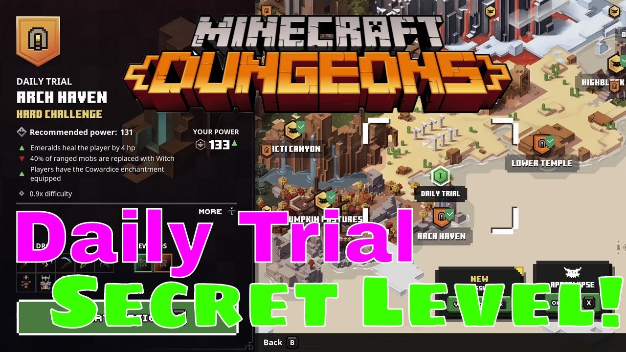 Minecraft Dungeons Daily Trial Arch Haven - Secret Level!