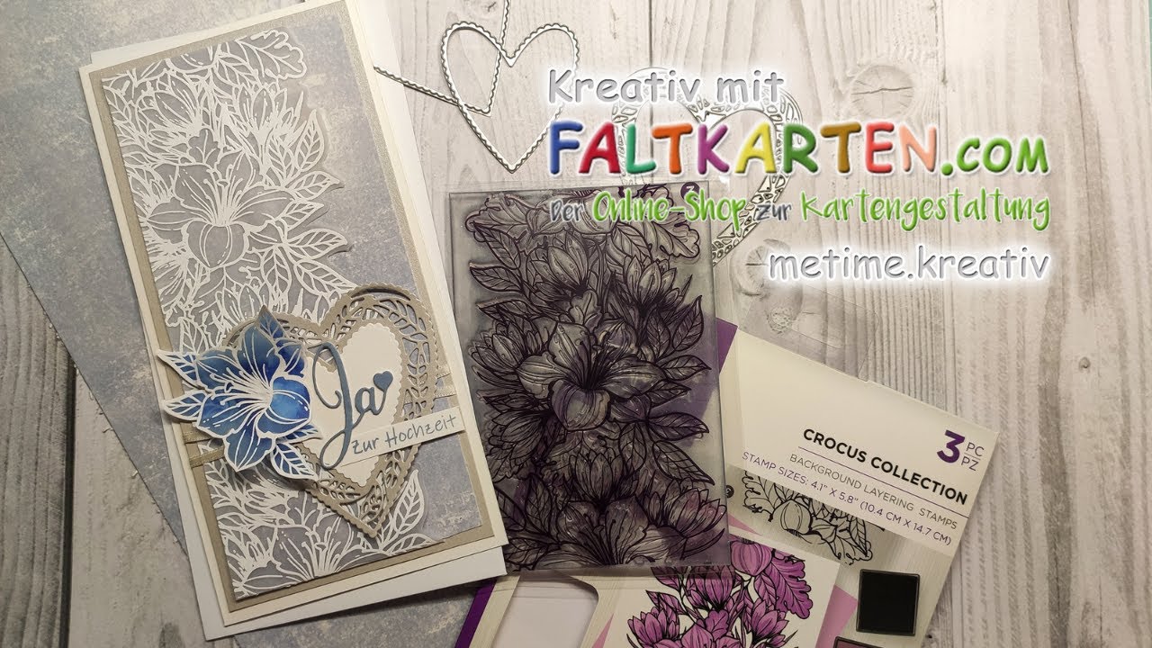 Hochzeitskarte mit Layering Stempel + Stained Glass Technik - Faltkarten - Bastelanleitung deutsch