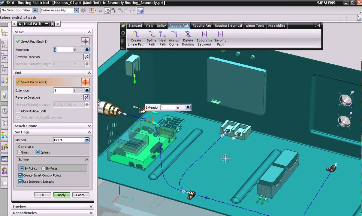 2. NX electrical routing: Create path