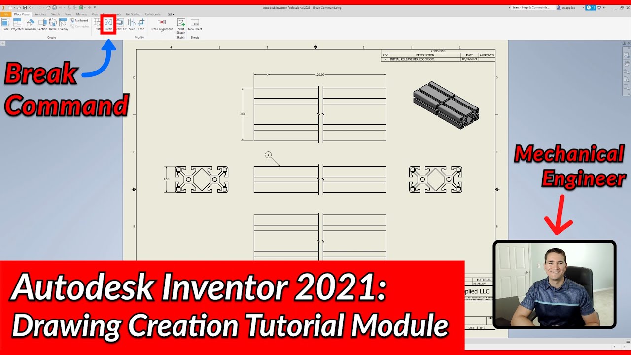 Break Command - Autodesk Inventor Drawing Tutorial | Autodesk Inventor 2021 IN DEPTH