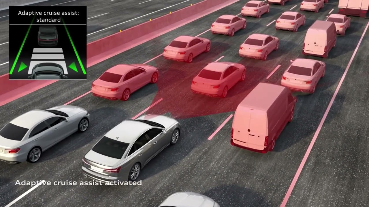 Adaptive cruise Assist, Traffic Jam Assist, Active Lane Assist on an Audi