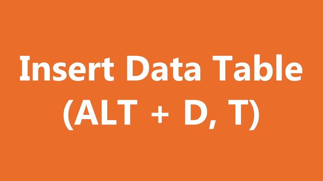 Excel Shortcuts - Insert Data Table