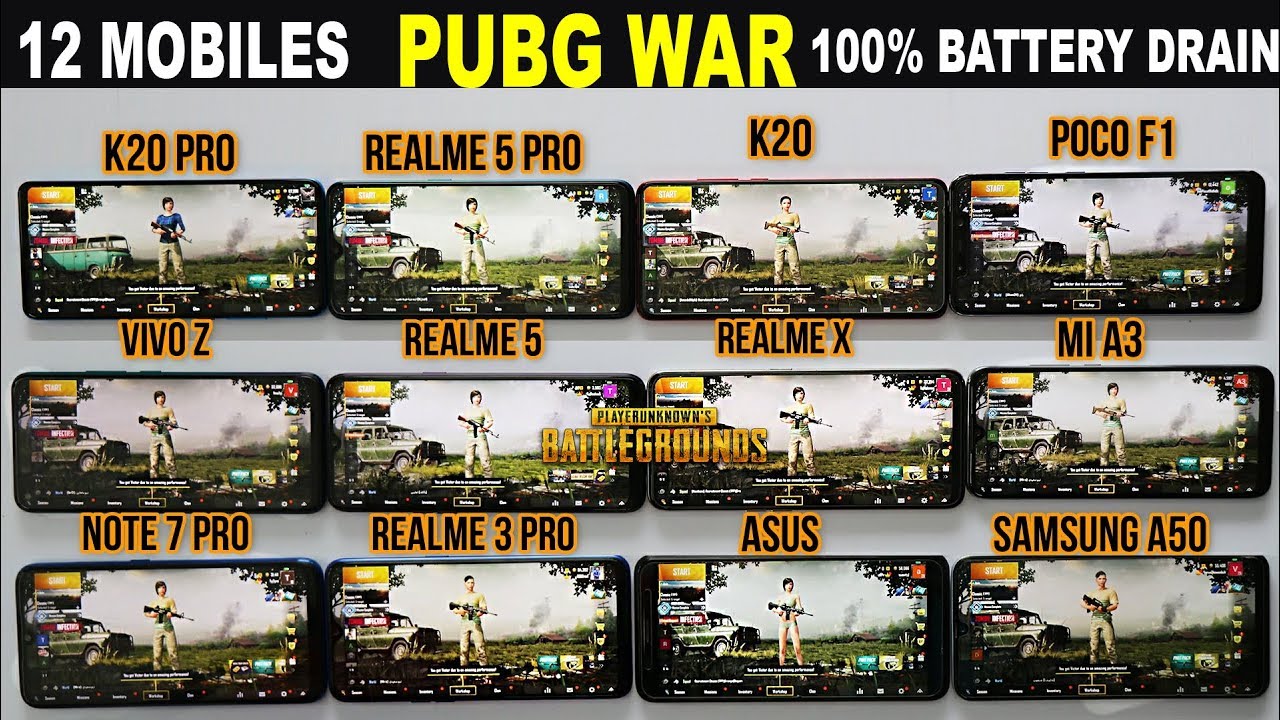 BIGGEST PUBG WAR #12 MOBILES#100% BATTERY DRAIN#REDMI#REALME#SAMSUNG#VIVO#ASUS