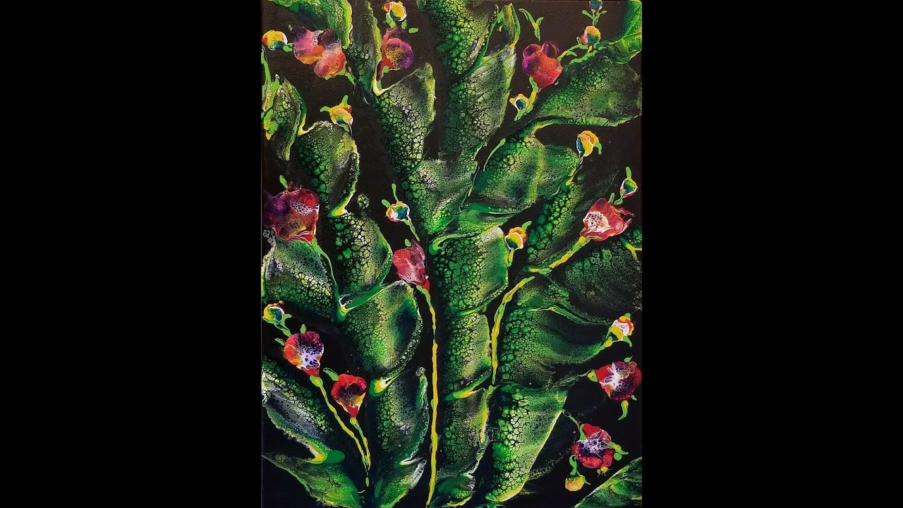 DA63 Acrylic Swiping on Black With Some Blooms with Sandra Lett 050918