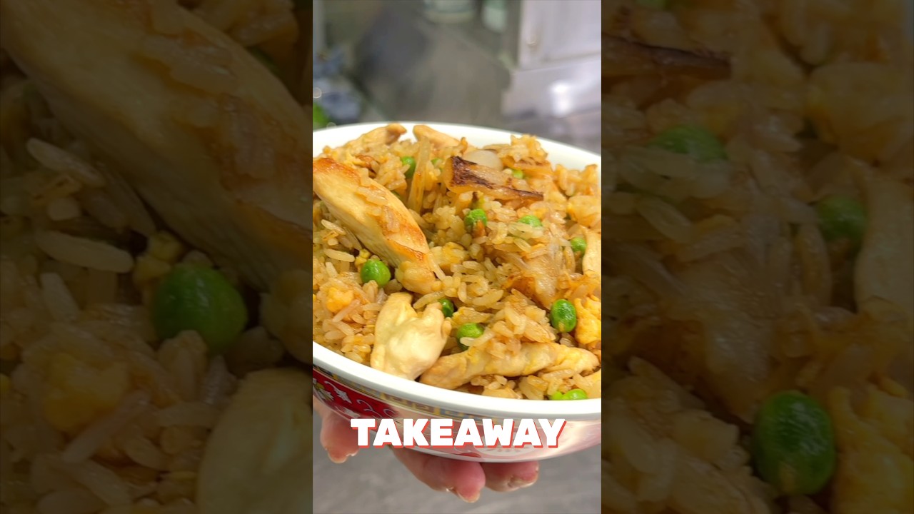 Echtes chinesisches H&uuml;hnchen-Eier-Gebratenes Reisgericht zum Mitnehmen 🍗🍳🍚
