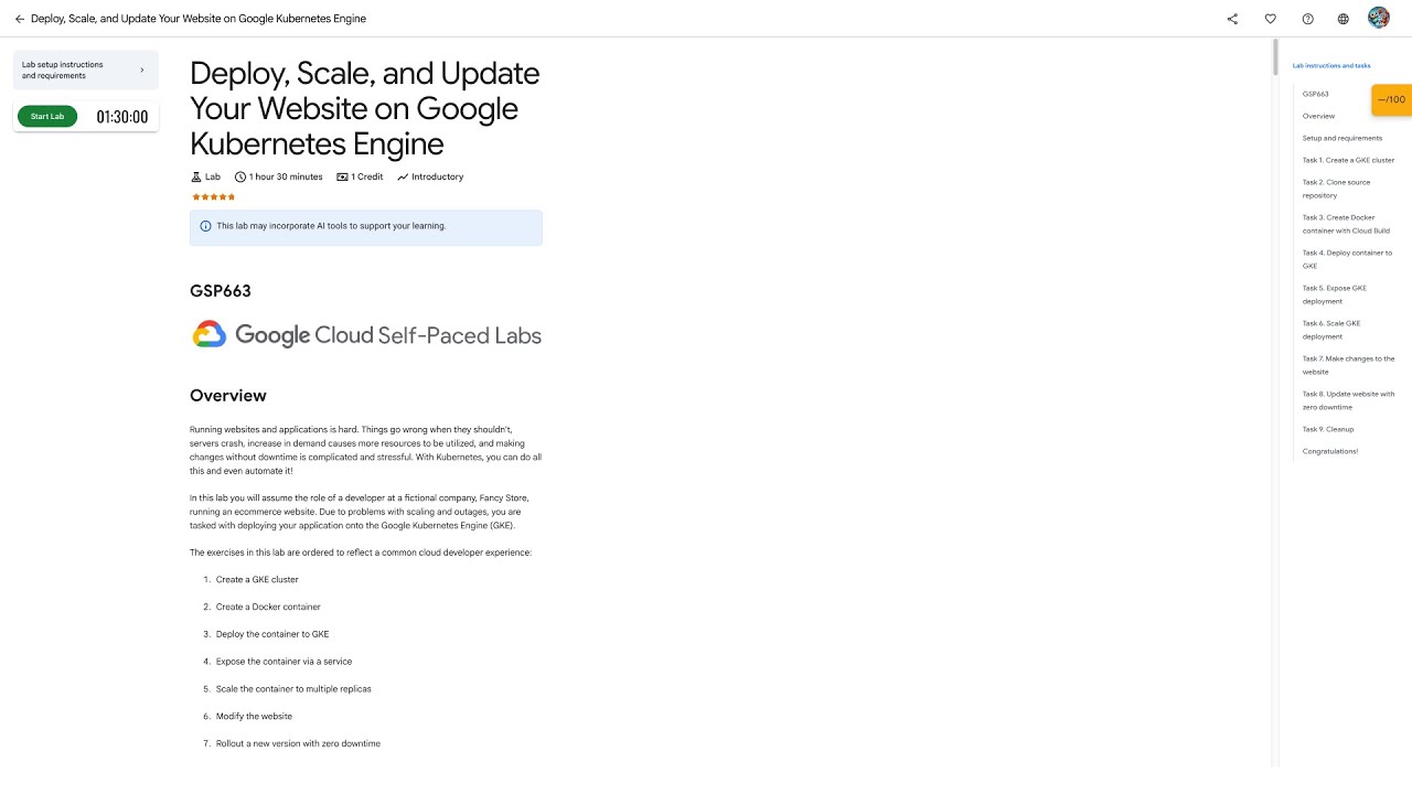 Qwiklabs | Deploy, Scale, and Update Your Website on Google Kubernetes Engine [GSP663]