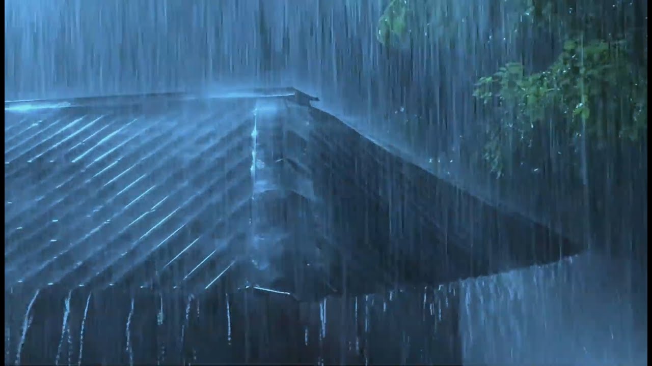 ⛈️ Rain on a Tin Roof for Sleeping 24/7, Deep Sleep with Heavy Rain & Thunder on Metal Roof at Night
