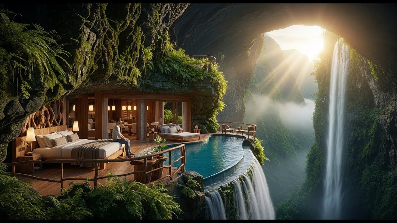 He Built a Secret Luxury House Hidden Behind a Massive Waterfall Cave and Nobody Knew It!