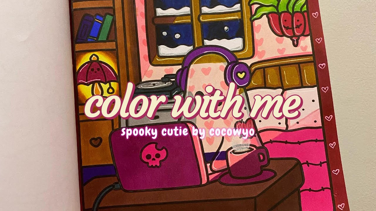 color with me (asmr) 💗👻🎀 spooky cutie by coco wyo using ohuhu markers