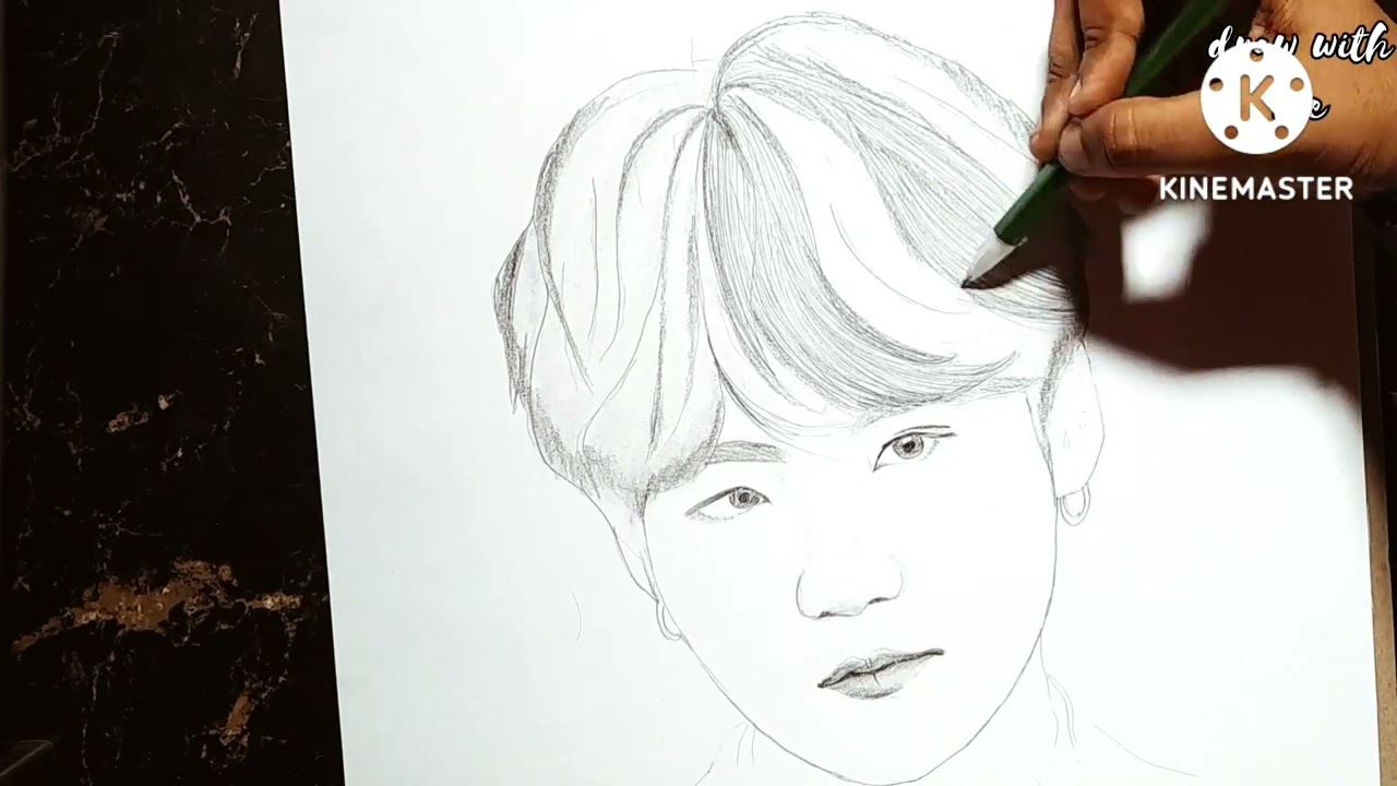 BTS Suga drawing|step by step|tutorial for beginners 