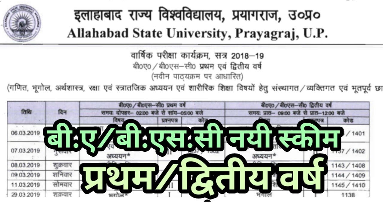 Allahabad State University BA BSC 1st ,2nd year Scheme,BA  BSC first year ,BSC Second year SCHEME
