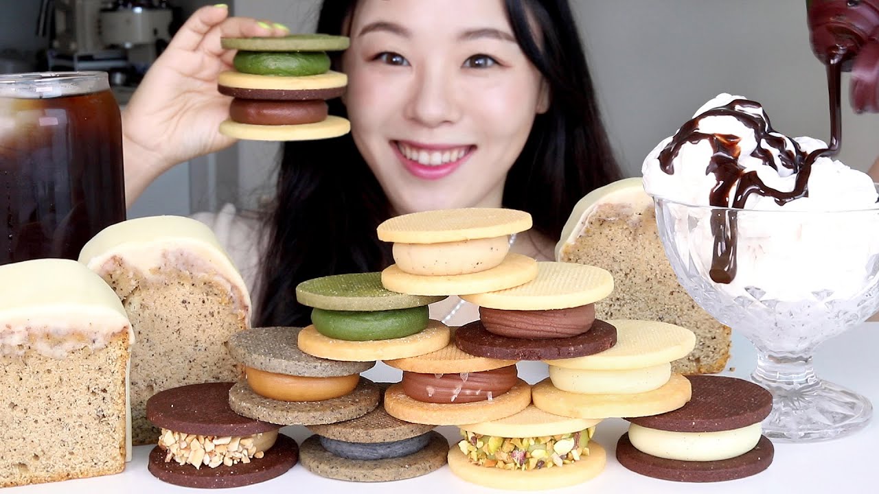 SUB) ASMR Макарон Кремовое печенье Мукбанг 🍬 Эрл Грей Фунтовый пирог Шоколад Карамель Зеленый чай