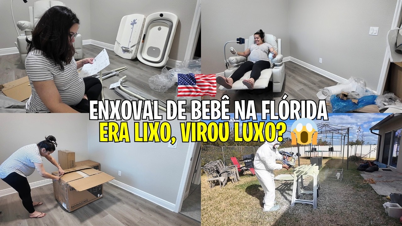 GANHAMOS UM BERÇO “VELHO” NOS EUA… OLHA O QUE MEU MARIDO FEZ COM ELE 😳 (QUARTO DO BEBÊ)