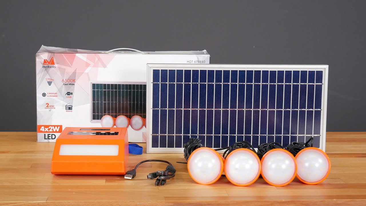 Kit Iluminare LED cu &icirc;ncărcare solară și Radio FM