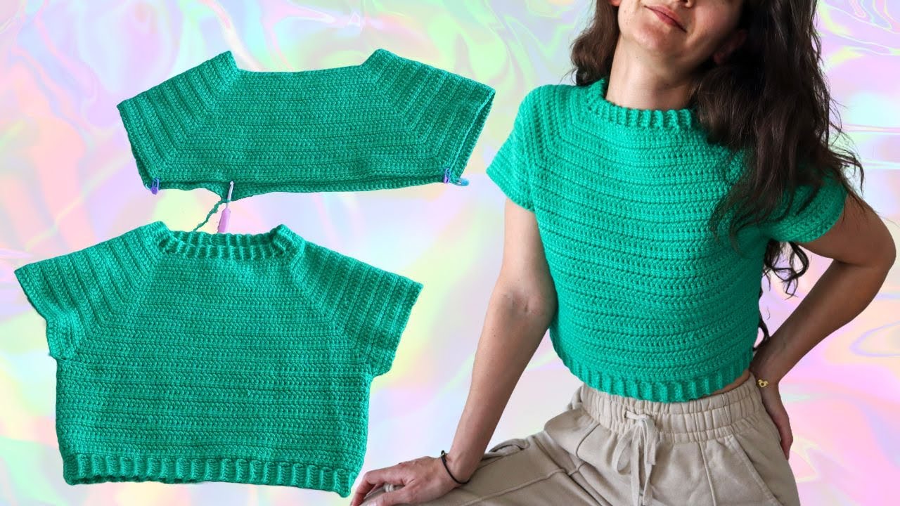 Бесшовная футболка сверху вниз 👕 | Топ «Жемчужина»💎 — бесплатная схема вязания крючком, вы можете...