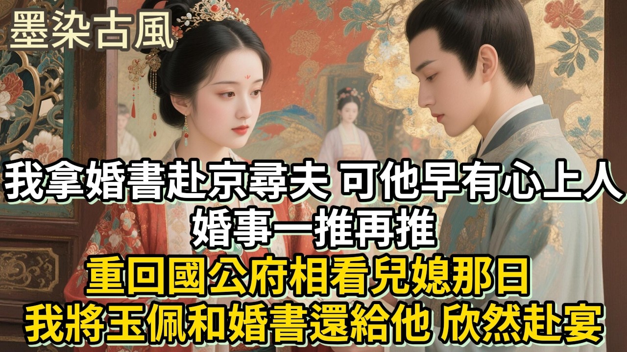 我拿婚書赴京尋夫，可他早有心上人 婚事一推再推，重回國公府相看兒媳那日 我將玉佩和婚書還給他 欣然赴宴...#古言 #小説 #古風 #愛情 #情感故事 #爽文 #完結#原創