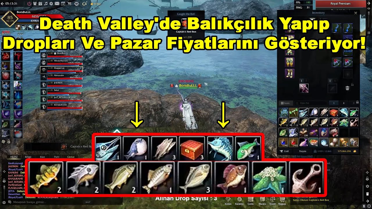 BorisBuL - Death Valley'de Balıkçılık Yapıp Dropları Ve Pazar Fiyatlarını Gösteriyor! | Rise Online