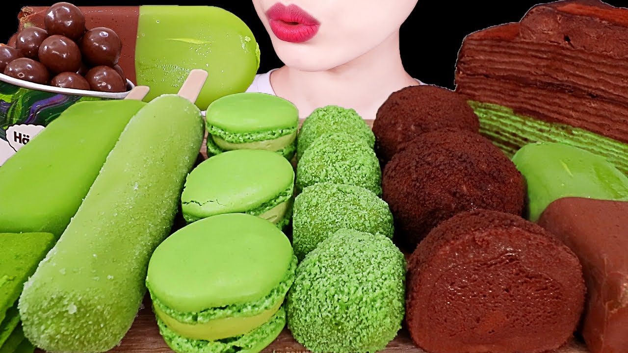 CHOCOLATE MALTESERS MACARON CREPE CAKE RICE CAKES ICE REAM 초코범벅찰떡 초코아이스크림 케이크 몰티져스 먹방｜ASMR MUKBANG