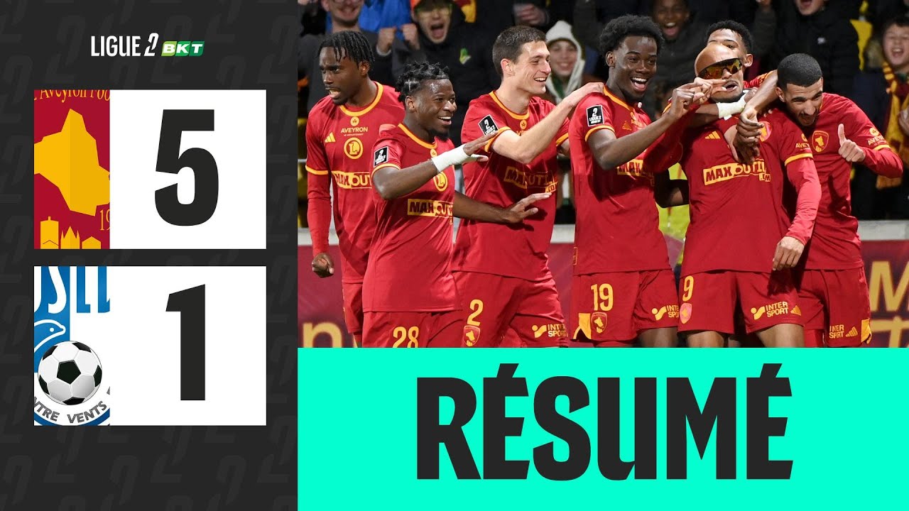 RODEZ AVEYRON FOOTBALL - USL DUNKERQUE (5-1) - 26ème journée - Ligue 2 BKT 24/25