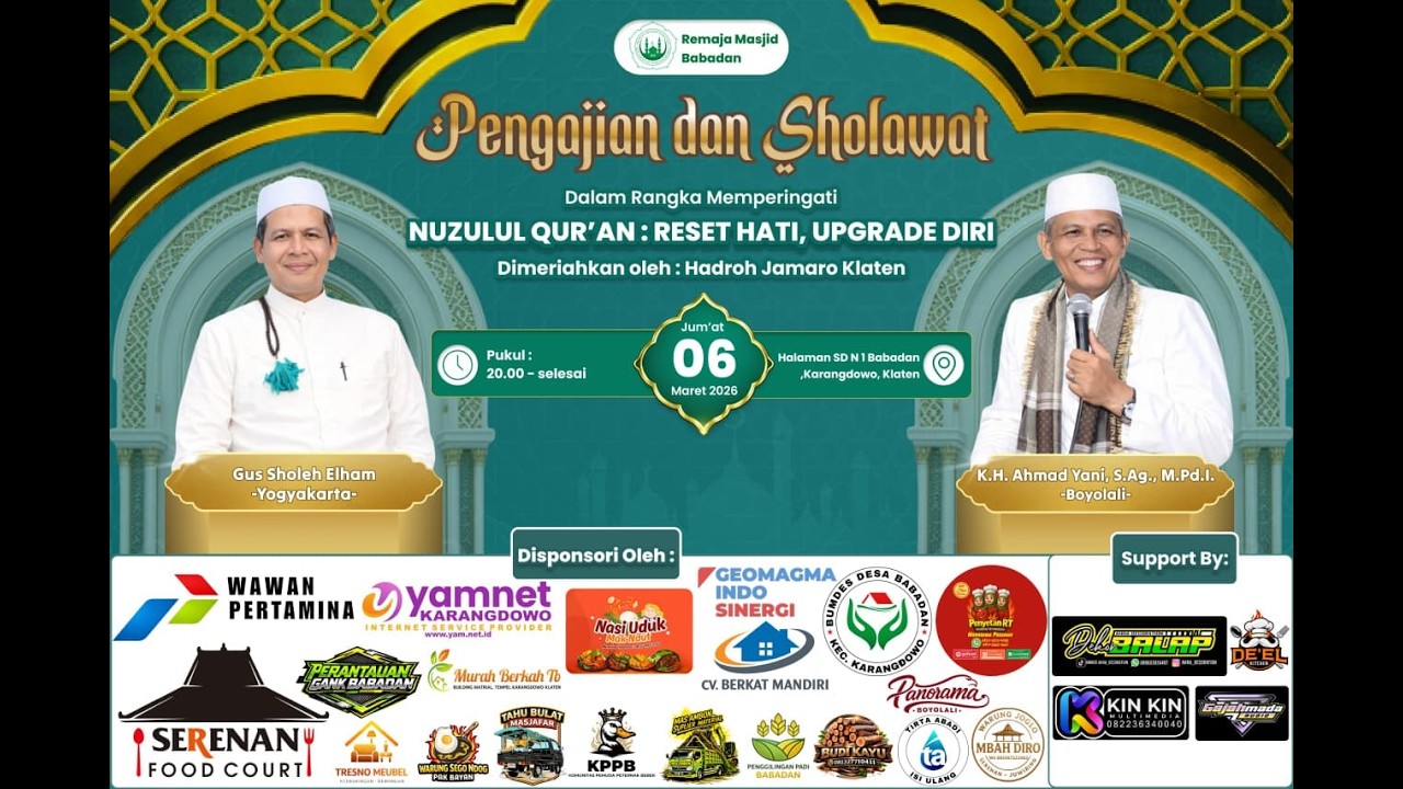 🔴📡PENGAJIAN & SHOLAWAT NUZULUL QUR'AN ( GUS SHOLEH ILHAM & K.H YANI, S.Ag., M.Pd.I. ) JAMARO KLATEN