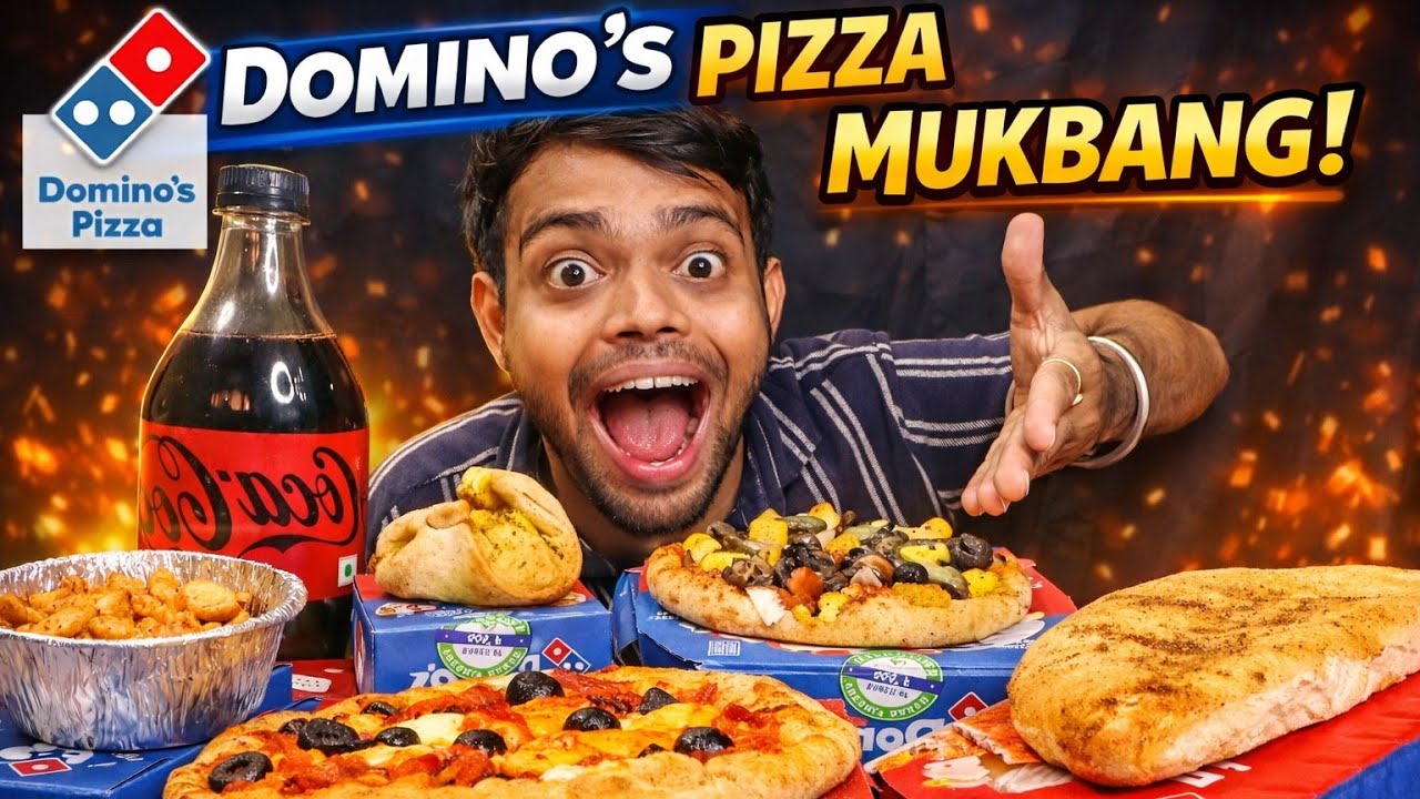 ASMR Eating Domino’s Pizza 🍕 | Margarita with All Toppings, Fiery Peri Peri, Zingy Parcel | Mukbang