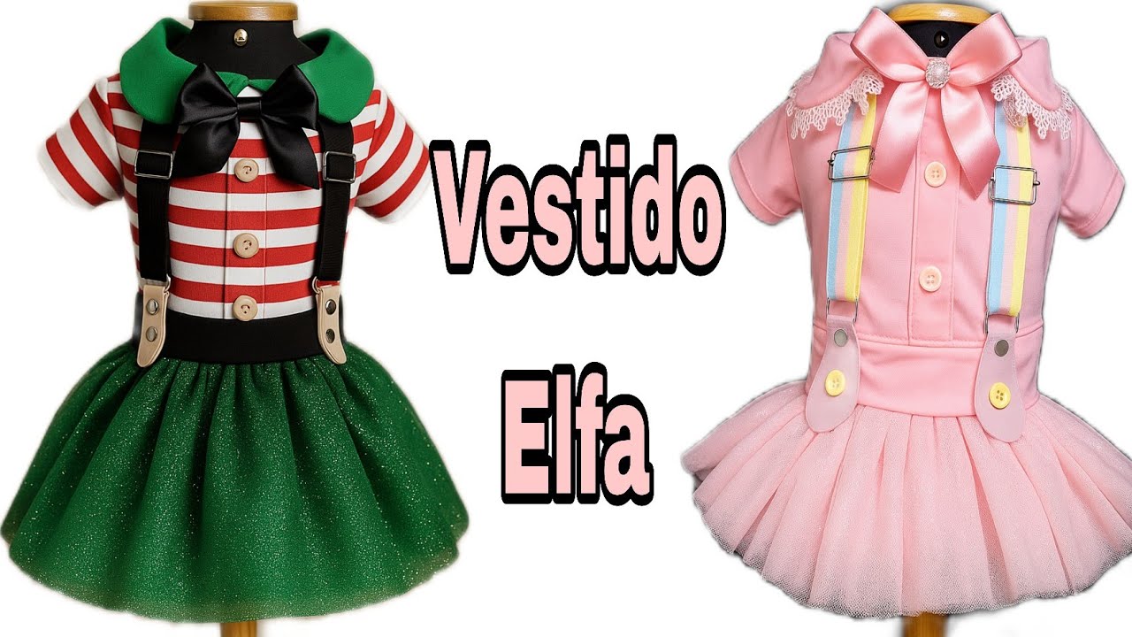 Vestido Elfa com suspensório/ Molde na descrição do vídeo 