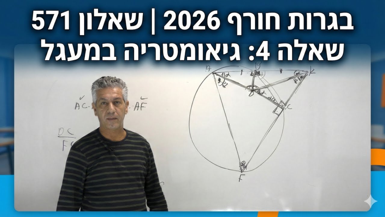 🎓בגרות חורף 2026 | שאלון 571 שאלה 4: פתרון מלא בגיאומטריה, מעגל ודמיון