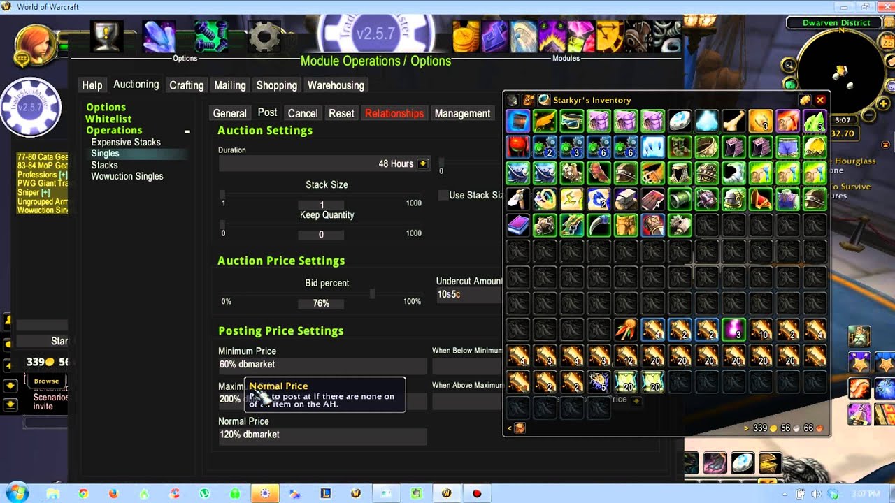 TradeSkillMaster (TSM) Auctioning Operations Tutorial