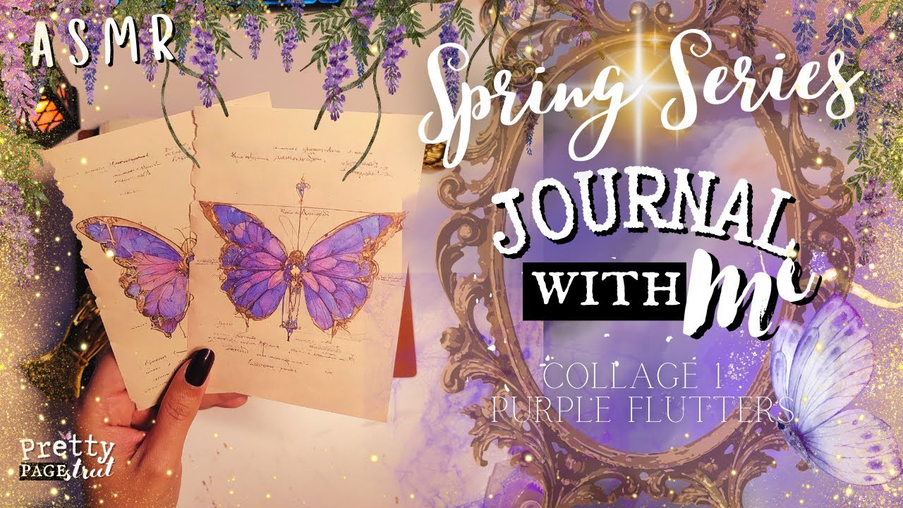 ASMR🪻Aesthetic Journaling Purple Spring Series Collage 1 Scrapbooking | Journal With Me | Relaxing ✨