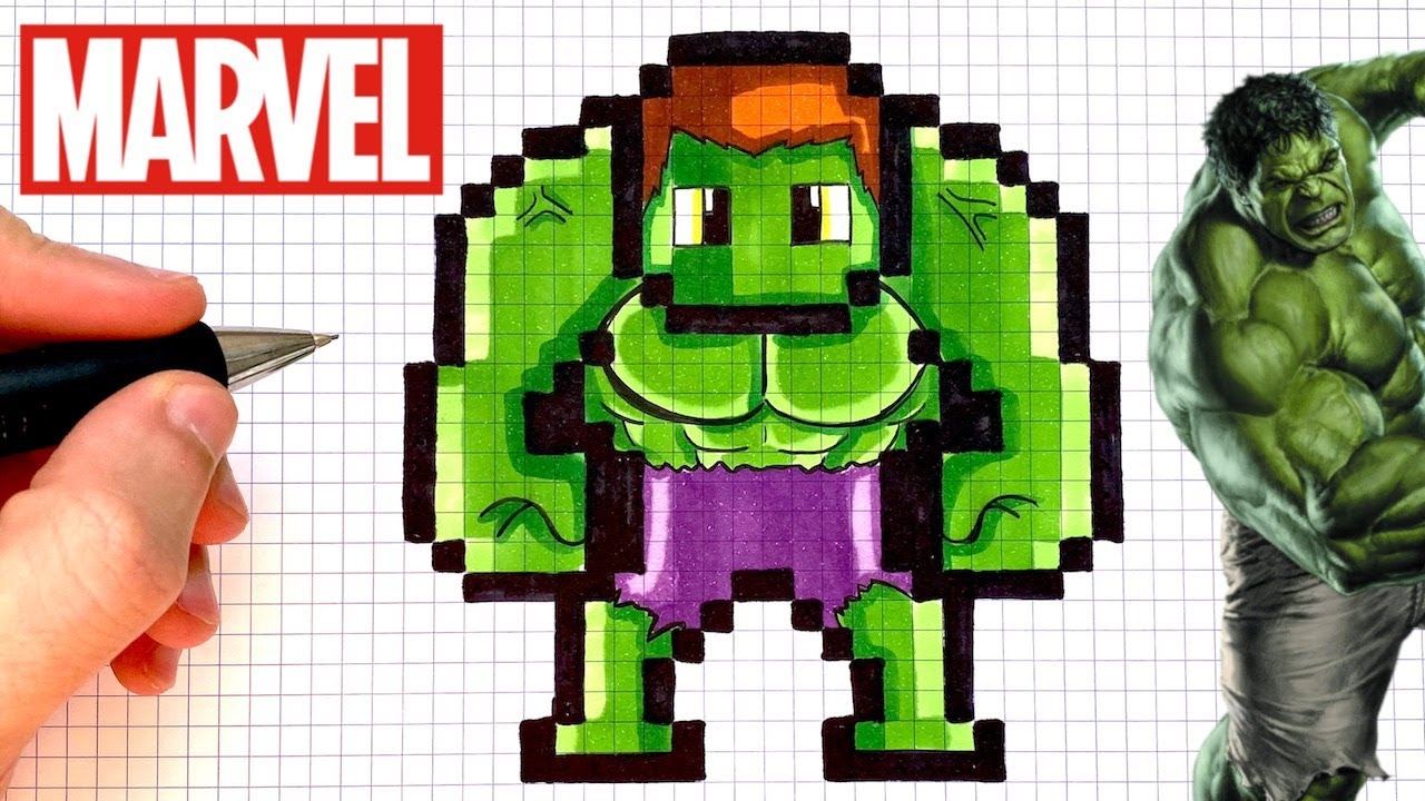 TUTO DESSIN HULK PIXEL ART AVENGERS